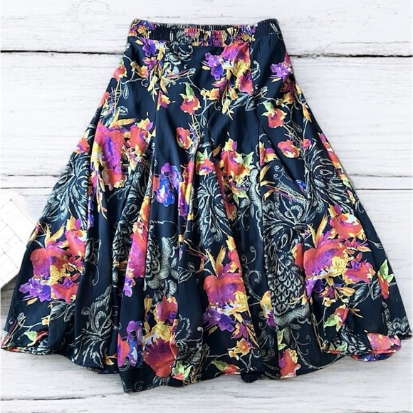 LAPIS💫Women's Black Floral Print Maxi Skirt - Picture 1 of 12